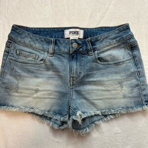 PINK Victoria's Secret Blue Jean Shorts Distressed Ombré Style